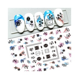 Generic Flower Nail Sticker Geometric Figure Rose 'My Life My Rules' Words F788 Nail Wraps Art Stickers Manicure Supplies for Women for Home Nails Full Long Lasting Easy Apply and Remove