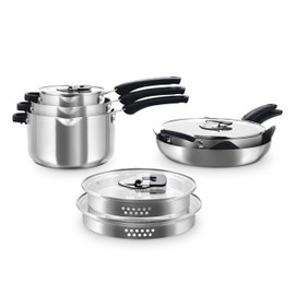 Zakarian by Dash TruPro™ 10 Piece Nonstick Stainless Steel Cookware Set with Straining Lids- Black