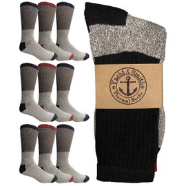 Yacht & Smith Womens Cotton Thermal Crew Socks, Cold Weather Boot Sock Bulk (12 Pairs Thermal Crew)