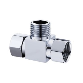 3 Way Shower Arm Diverter Valve Component, G1/2" Diverter Valve, Traditional Metal Shower Arm Brass Diverter T-Adapter Valve 3-Way Tee Connector for Handheld Bidet and Sprayer (Style D)