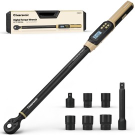 Digital Torque Wrench 1/2 Drive, 12.5-250.8 ft·lb (17-340N.m) ±1% Accuracy Electronic Torque Wrench with Buzzer and LED Heavy Duty Torque Wrench Set with Socket for Car Repair Trucks large machinery