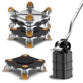 ONEON Furniture Mover Pro Set - Enhanced Dolly and Lifter with Custom TPE Wheels for Easy Furniture Lifting and Moving - Professional Tool for Effortless Furniture Transport - Color: Black+Orange wheel