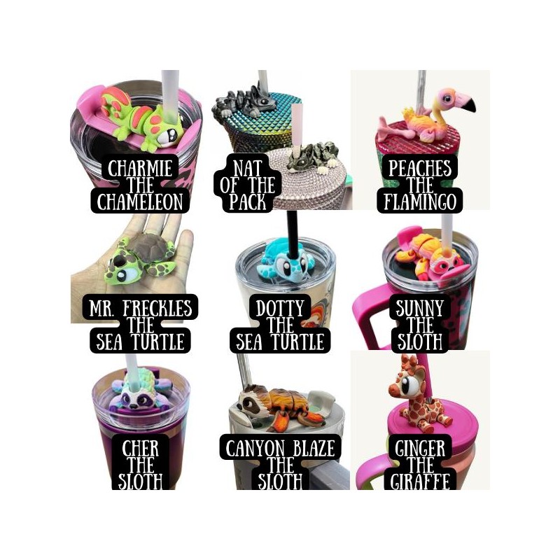 Tonsofprintz Tumbler Buddies - 3D Printed Flexi Animals - Tumbler/Drinkware