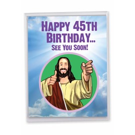 NobleWorks - 45th Funny Birthday Greeting Card (8.5 x 11 Inch) - 45 Years Old, Big Milestone Birthday Humor Card from Group - See You Soon 45 J9403MBG