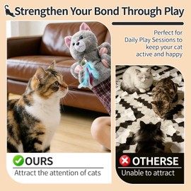 Cat Wrestling Glove, Interactive Hand Mitt Toy with Interchangeable Feather Bell, Durable Protective Sleeve & Catnip, Safe & Fun Play for Cats to Relieve Boredom (A)