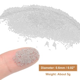 sourcing map Nail Art Beads 0.02" (0.6mm) Mini Metal 3D Caviar Nails Beads Ball Bubble Bead with Storage Box for Nail Art DIY Craft Decoration, Silver Tone