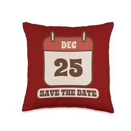 Save the Date Christmas Day December 25 Throw Pillow, 16x16, Multicolor