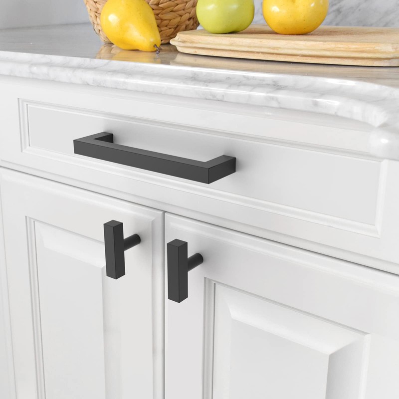 Amerdeco Furniture Knobs Stainless Steel Cupboard Knobs Black Drawer Knobs