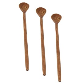 Global Crafts Hand-carved Olive Wood Long Handled Appetizer Spoons, Set of Brown