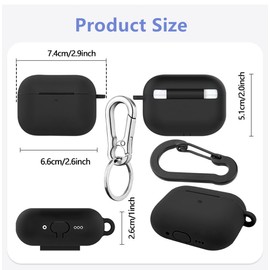 for Airpods Pro3 Case Cover, Soft Silicone Protective Case for Air pod Pro 3 Headphone with Keychain, Shockproof Cover Case for Airpods Pro 3th gen for Women Men (Black)