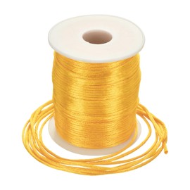 Rebower Nylon Satin Cord 2mm, 109 Yard Nylon String for Bracelet Braided Thread [for Jewelry Making Necklace Chinese Knot Craft] - Golden Yellow