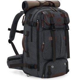 Gonex Canvas Backpack, Vintage 3-in-1 Convertible Laptop Bag for Travel, Work & College, Large Carry-On Rucksack for Men & Women (Dark Grey)