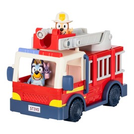 Bluey Firetruck, Firetruck with Bluey, Exclusive Firefighter Bingo and Bob Bilby Figures Raise The Ladder, Spin It Around and Roll Out The Hose Includes Sticker Sheet