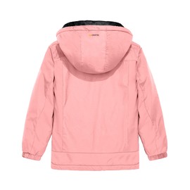 GEMYSE Girl's Waterproof Ski Snow Jacket Hooded Fleece Lined Windproof Winter Jacket (Coral Pink,8)