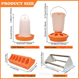 YANZI Chick Feeder and Waterer Kit, Baby Chick Starter Kit with Chick Perch for Small Poultry Ducks Quail