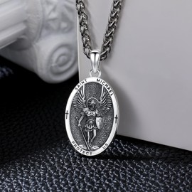 Lattd St Michael Pendant for Men 925 Sterling Silver Saint Michael Necklace Catholic Archangel Michael Jewelry Gifts for Men Women