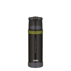 Thermos Mountain Beverage Bottle 0.50 L, Black, Stainless Steel Thermos Flask with Drinking Cup, 24 Hours Hot / 24 Hours Cold, Lightweight Outdoor Bottle, Robust, Removable Cap, BPA-Free