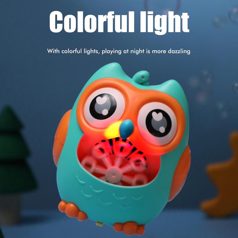 Bubble Machine for Kids Cartoon Owl 8 Holes Automatic Bubble