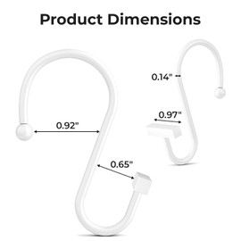 White Shower Curtain Hooks, Bathway Shower Curtain Rings Rust Proof, 12PCS Shower Hooks for Shower Curtain, T-Bar Design Convenient Elegant Shower Curtain Hangers for Bathroom Kitchen Wardrobe
