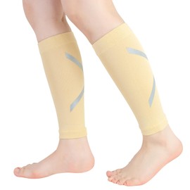 Novetec Calf Compression Sleeve for Men & Women, Leg Sleeves Footless Socks Reflective for Shin Splint Relief & Night Running Cycling