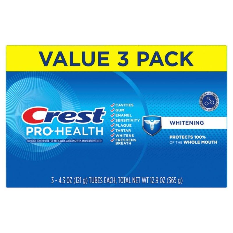Crest Base Pro-Health Whitening Toothpaste (4.3oz) Triple Pack, Teeth Whitening