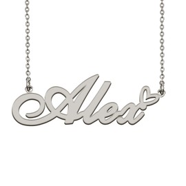 HUAN XUN Dainty Friendship Name Necklace Silver Alex Necklace for Women Customized Pendant Jewelry Gifts