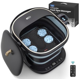 Puboo Collapsible Foot Spa with Heat and Remote – Electric Foot Bath Massager with 16 Motorized Rollers, Adjustable Temperature, Compact Design – Ideal Gift for Home Wellness & Stress Relief