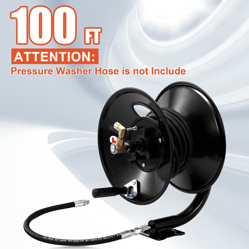 Tool Daily Pressure Washer Hose Reel, 100 FT Heavy Duty
