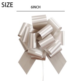 12 PCS Large Pull Bows, Bow for Gift Wrapping,6 Inches,Christmas Party Birthday Gift Wedding Ribbon Bows for Valentines Day, Birthday, Anniversary,Wedding,Florist Packaging (Silver)