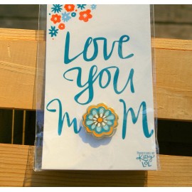 Flower Silver Tone Metal & Orange Blue White Enamel 1" Lapel Pin Pinback