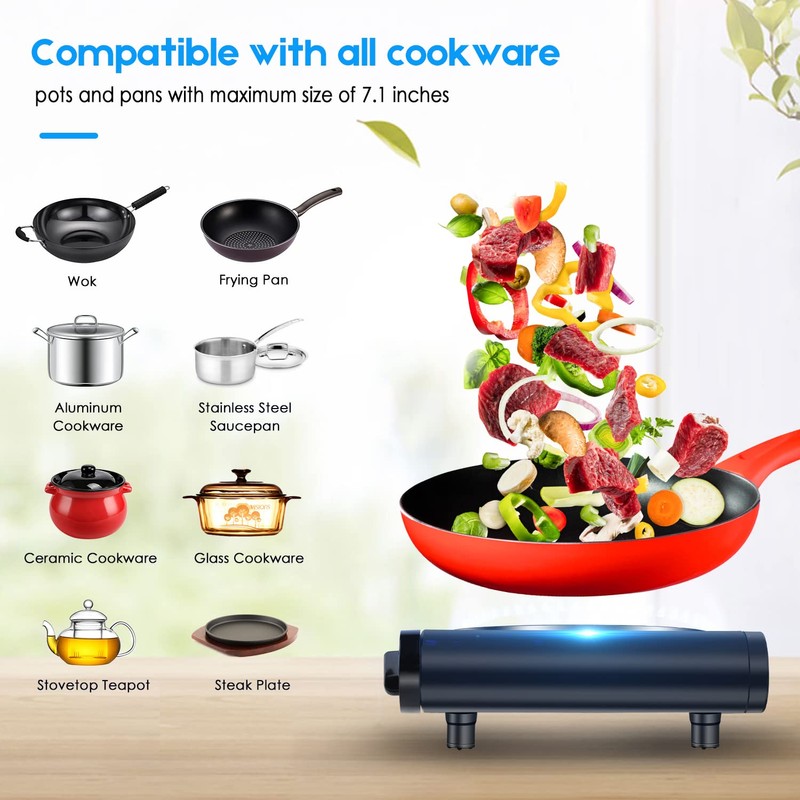 Cusimax Electric Stove, 1800W Infrared Hot Plate, 7 Inch Ceramic