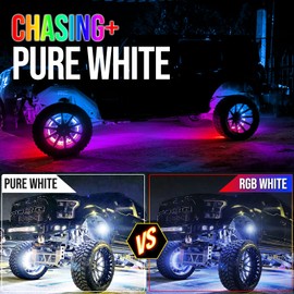 Beatto 15.5inch RGBW -Dreaming Color +Bright White Double Row Wheel Lights, Pure White and Rocker Switch Ctrl Wheel Ring Light for Car, Truck, Pickup, Vehical Offroad