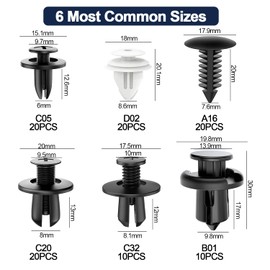 100Pcs Car Fixing Clips, 6 Types Car Body Trim Clips, Universal Auto Clips Plastic Nylon Rivet Trim Clamp, Car Retainer Clips, Car Mounting Set, Nylon Bumper Expansion Rivets