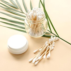 Heku Bambus Wattestäbchen 200 Stück - Ohrenreiniger - kompostierbar, plastikfrei - Ohrenstäbchen, Wattestäbchen zur Körperpflege präzise Reinigung, Kunstbedarf