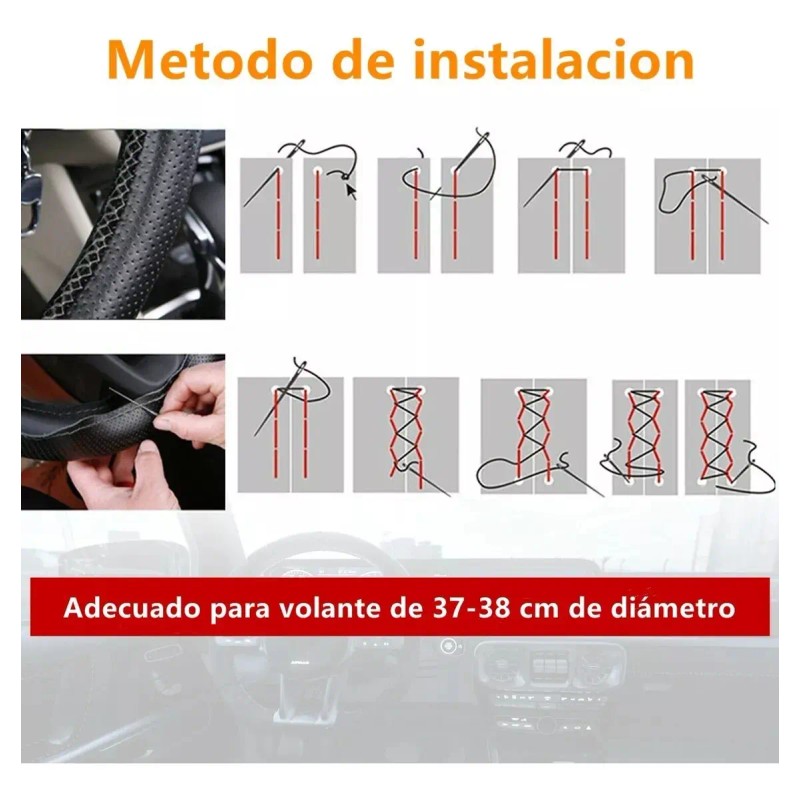 Funda De Volante De Piel Genuina Perforada Negra 38 Cm