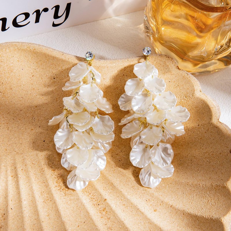 Tassel Shell Earrings for Women White Shell Statement Sea Summer