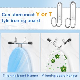 XILIMEN Ironing Board Holder Wall Mount, Durable Ironing Board Holder Stainless Steel, Space Saving Iron Board Hook for Wall Heavy Duty, for Laundry Room Livingroom Bathroom Small(Y or T Leg)