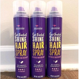 Aussie 3 Aussie Sun Touched Shine Hair Spray Jojoba Oil & Sea Kelp Maximum Hold 10 Oz.