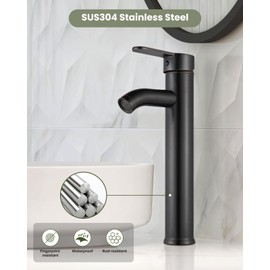 gotonovo Vessel Sink Faucet Modern Tall Bathroom Faucet Single Handle One Hole Stainless Steel Vanity Lavatory Rv Bowl Basin Mixer Tap with Supply Lines and Metal Pop Up Drain, Oil Rubbed Bronze