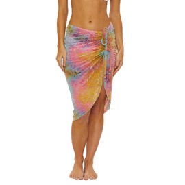 Isabella Rose Women's Standard Tropea Shirred Skirt Dress, Casual, Beach Cover Ups, Multicolor
