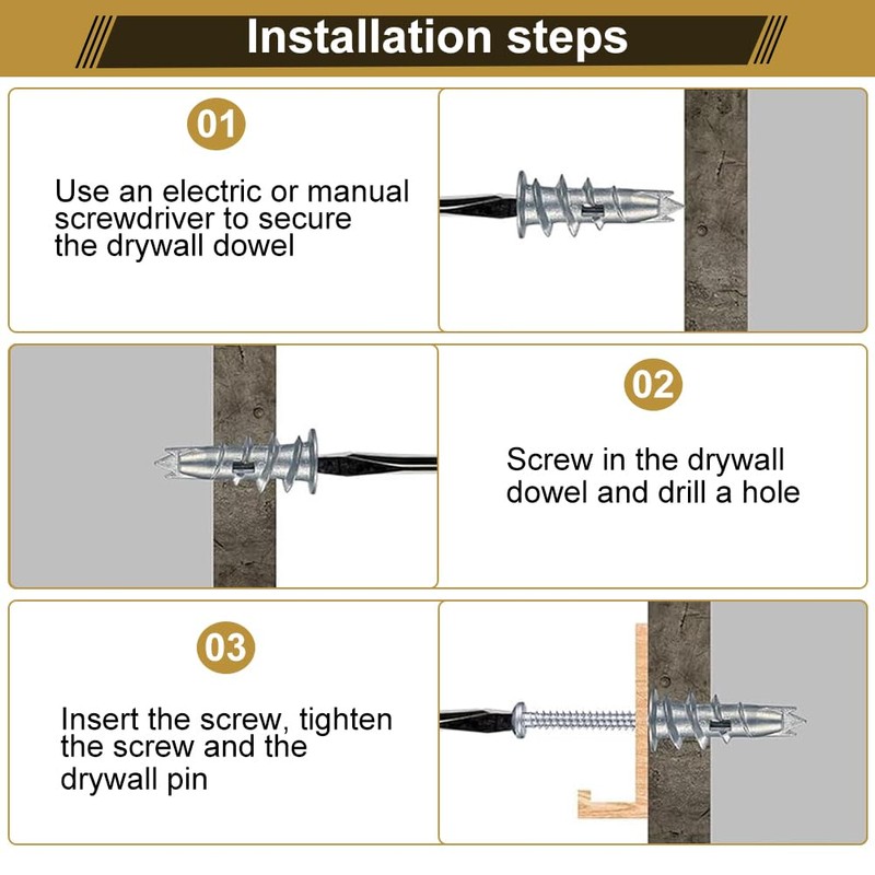 Mivanta 30 x Plasterboard Wall Plugs - Self Drilling Cavity