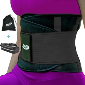 InnoTi Back Support for Men and Women - Back Support Belt for Stabilising the Lumbar Vertebrae during Sports and Work - Compression with Double Adjustment Bands (Black, XL (97 a 110 cm))