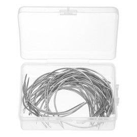 sourcing map 50Pcs Curved Needles 4" C Type Weaving Sewing Needles Wig Making Upholstery Big Eye for Carpet Leather Canvas Repairing Blocking Knitting