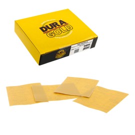 Dura-Gold Premium 1/4 Sheet Gold Sandpaper Sheets, 1000 Grit (Box of 25) - 4.5" x 5.5" Size Hook & Loop Backing, Wood Furniture Woodworking, Auto Paint - For Palm Sanders, Clip-On, Hand Sanding Blocks