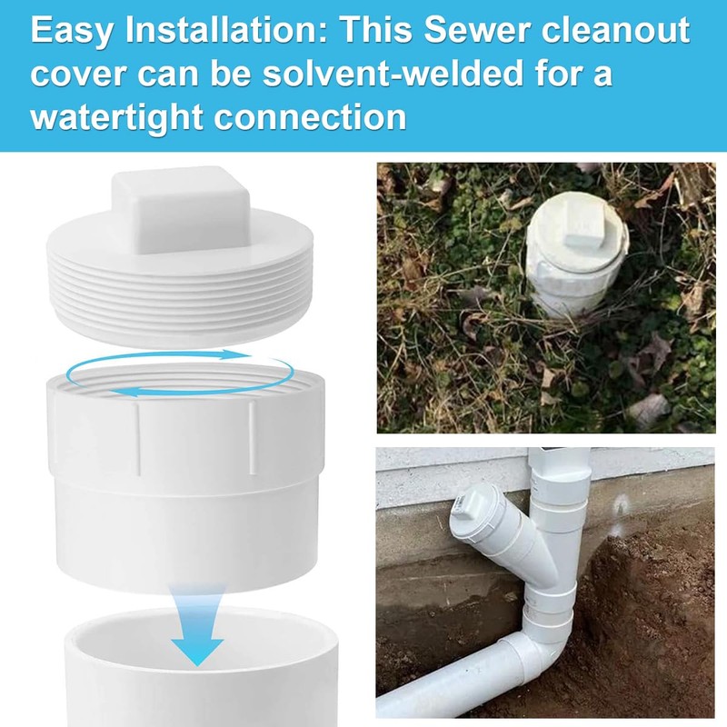 4" PVC Sewer Cleanout Cap with Plug