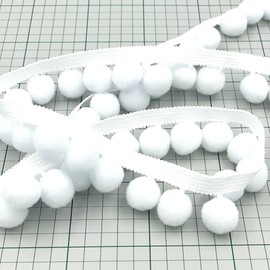 Craft Cult Jumbo Pom Pom Bobble Trim Braid - 10 Metre Roll (002 - White)