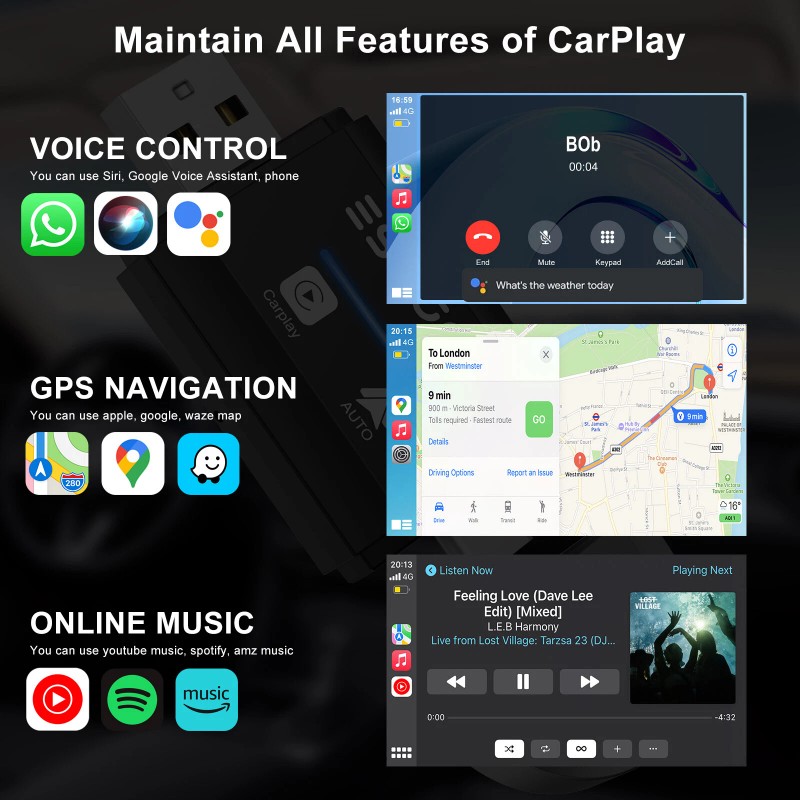 Universal 2 in 1 Wireless Carplay Adapter Android Auto Adapter