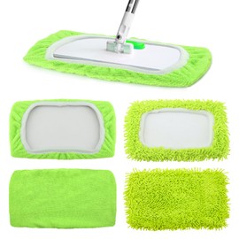 Reusable 100% Chenille Mop Pads+Microfiber Mop Pads Compatible - Washable Wet/Dry Pads Compatible with Swiffer Sweeper for Hardwood & Multi-Surface Floors