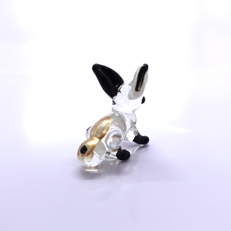 Sansukjai Rabbit Tiny Micro Figurines Hand Blown Glass Art Animals