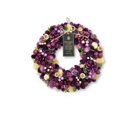 2025 mamawreath L Size A Christmas Wreath - Autumn Christmas Fall Winter Flower Wreath for Entrance Door Gift Present Interior Purple L Size: 12.6 inches (Diameter) x 3 inches (Thickness) (Wick Wreath